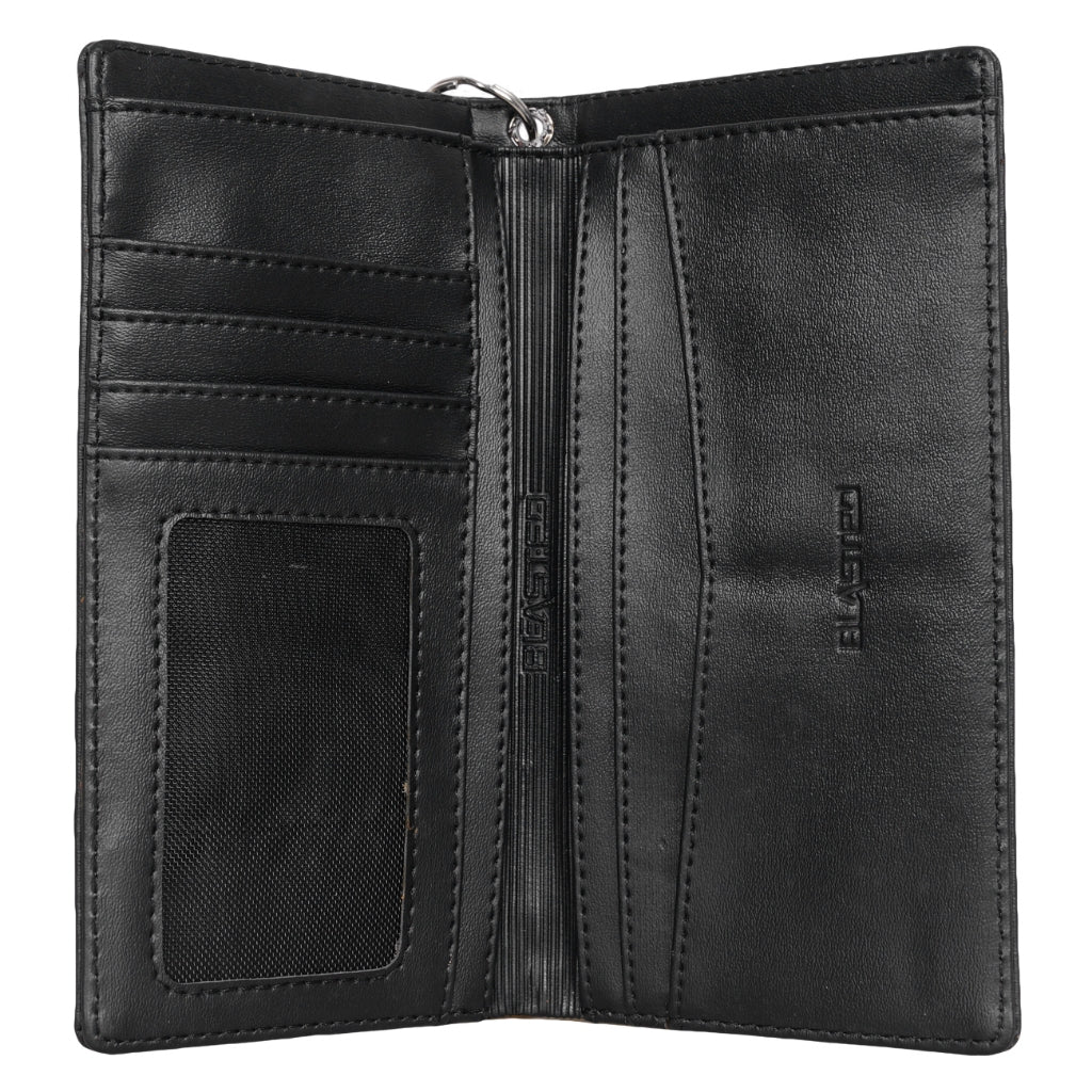 Dompet Blasted Lipat Kulit Sintetis Panjang Rantai
