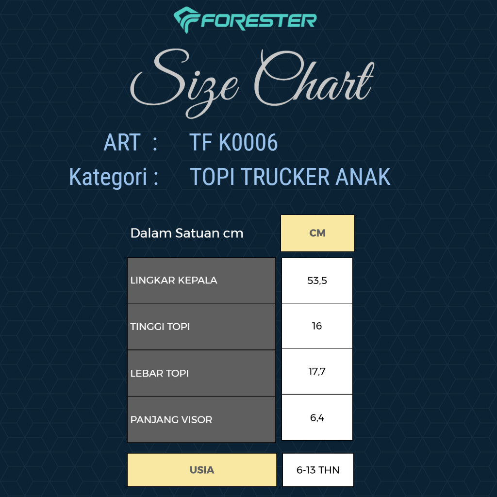 Forester Kids TF K0006 Topi Trucker Anak
